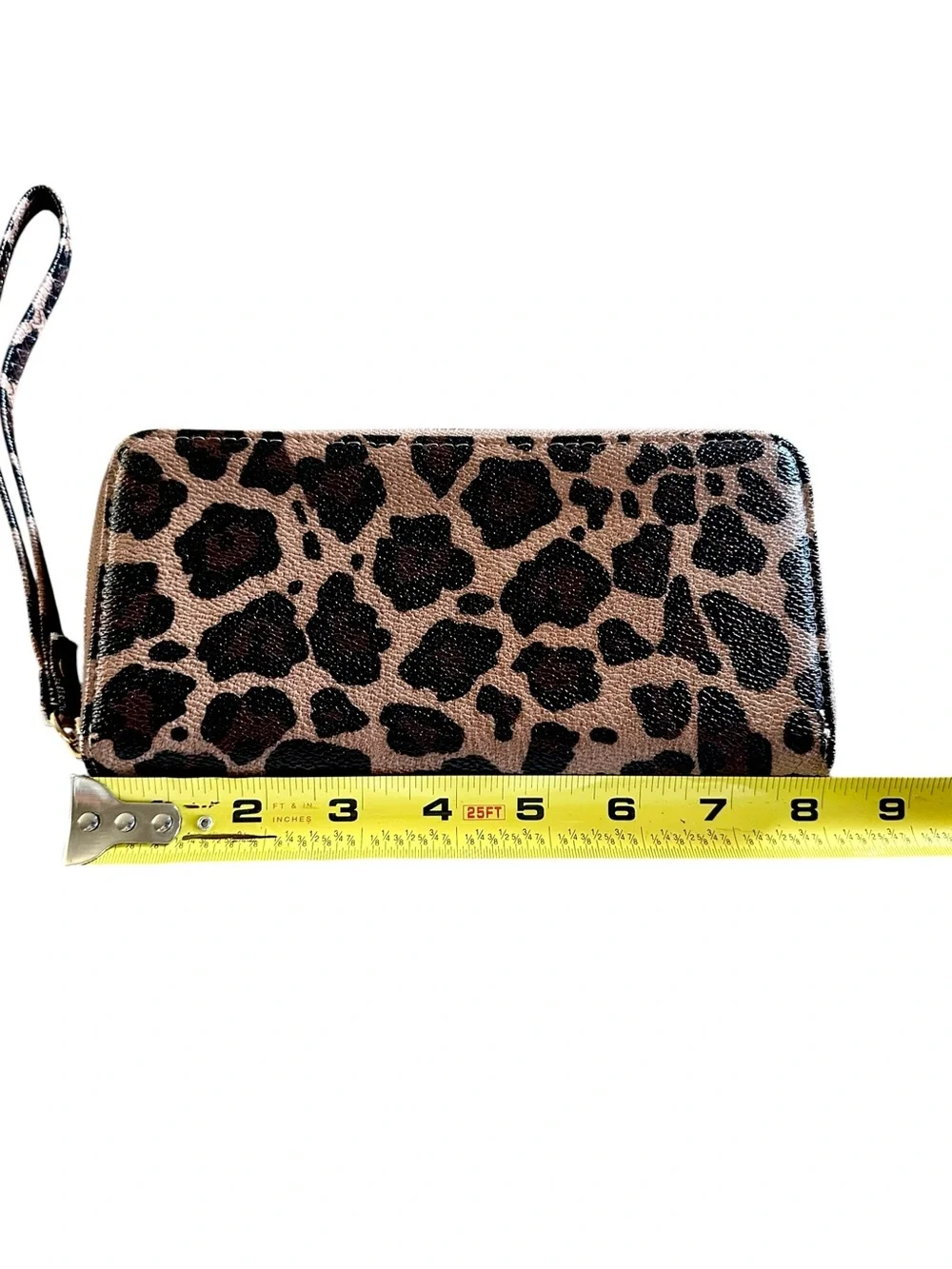 Leopard Print Zip-Around Wristlet Wallet - Brown
